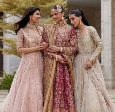 Delicate craftsmanship showcased in a signature Farah Talib Aziz bridal dress.