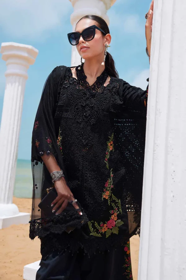 3 Piece Unstitched Embroidered Lawn Suit | EID LAWN-25-01 - Image 2
