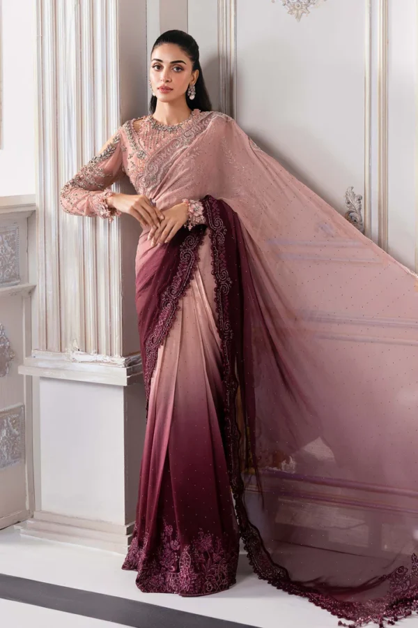 Unstitched Embroidered Chiffon Saree | BD-3001 - Image 2