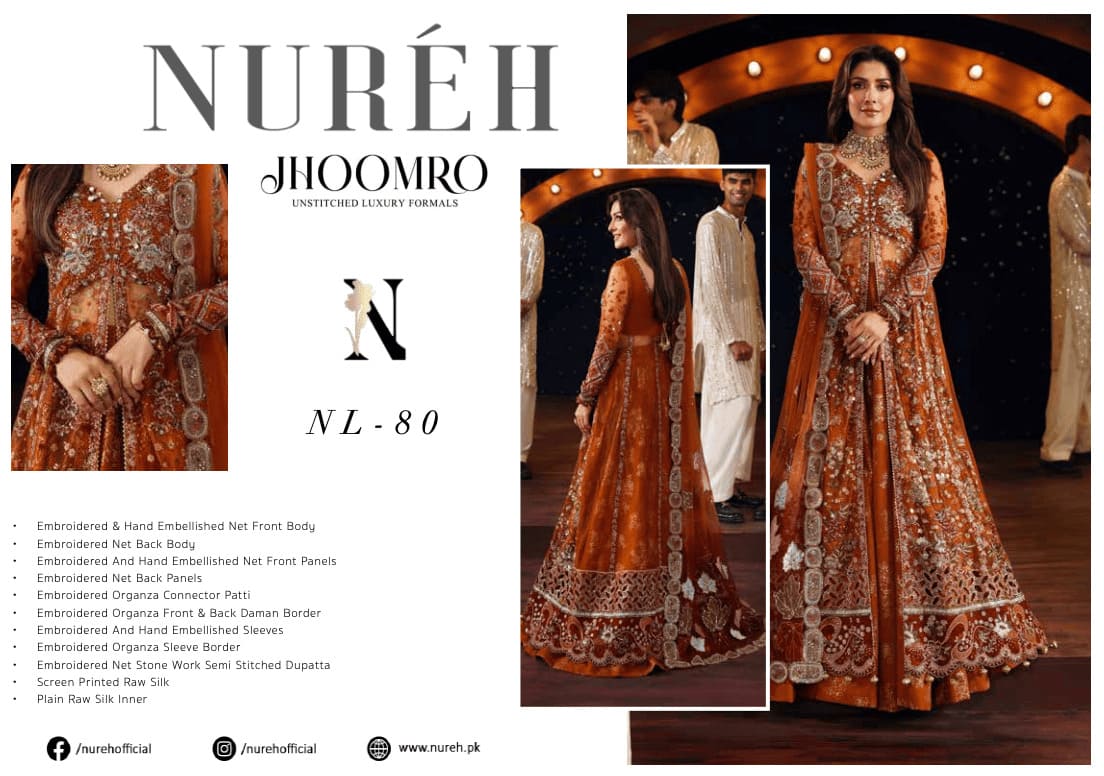 Detailed image highlighting delicate threadwork and premium fabric texture on a Nureh formal dress.