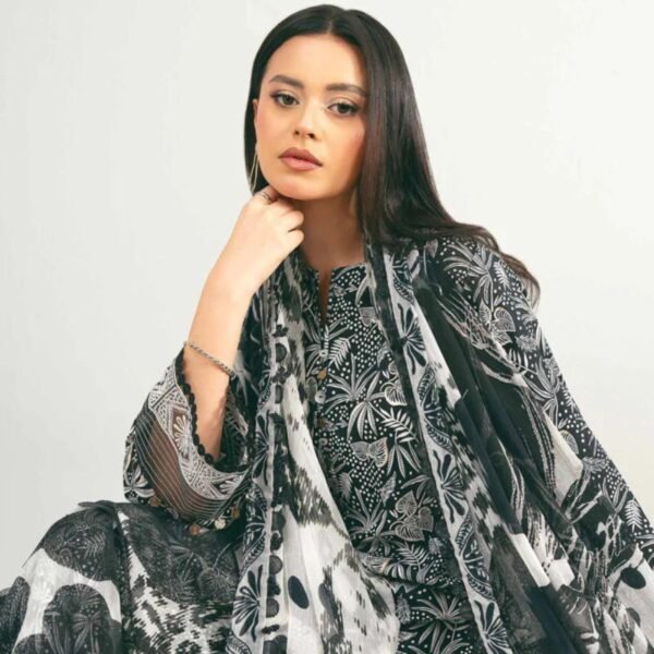 3 Piece - Printed Embroidered Suit - 42502032