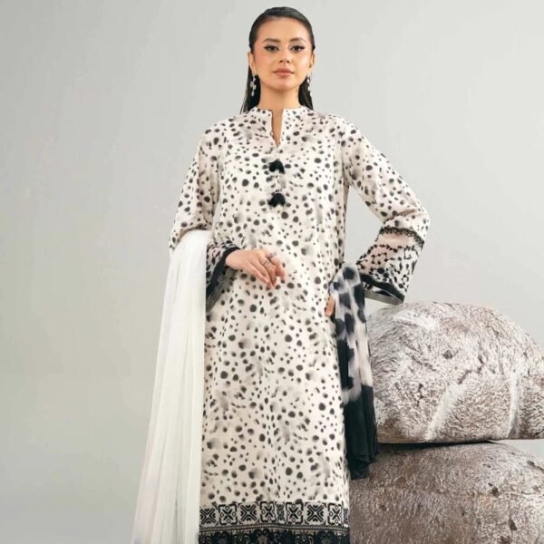 3 Piece - Printed Embroidered Suit - 42502031