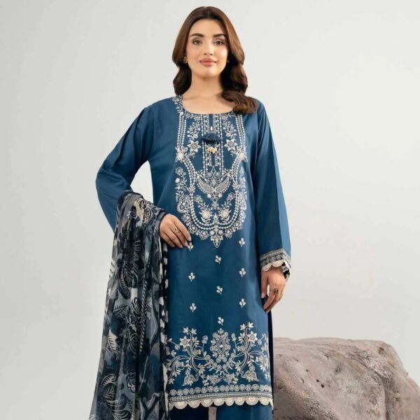 3 Piece - Dyed Printed Embroidered Suit - 42502028