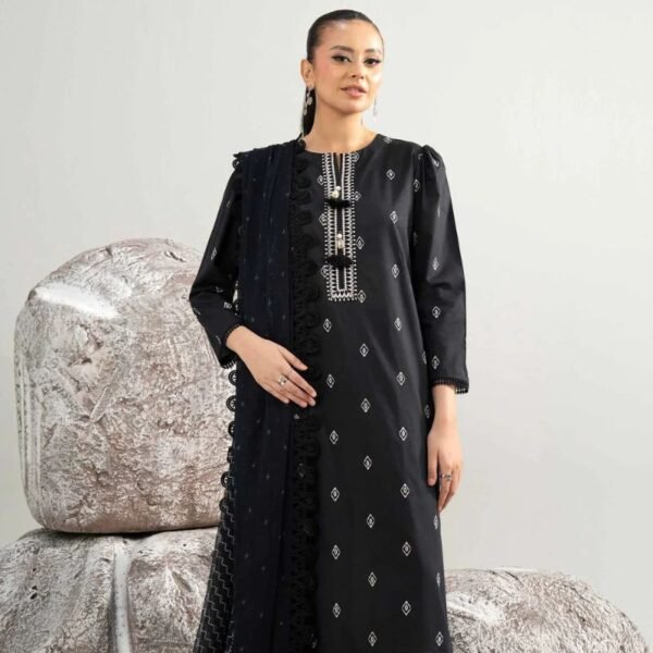 3 Piece - Dyed Printed Embroidered Suit - 42502027