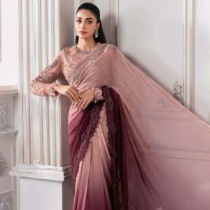 Unstitched Embroidered Chiffon Saree | BD-3001