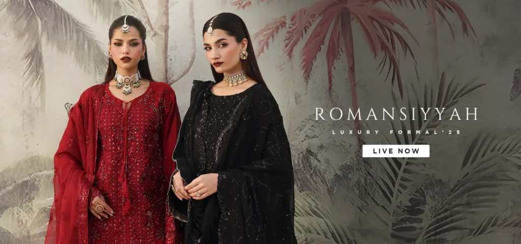 Close-up of detailed embroidery on Emaan Adeel designer clothing, highlighting luxury craftsmanship.