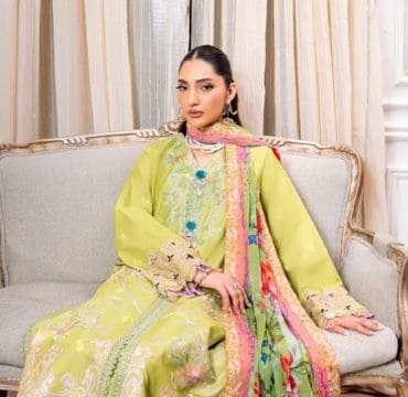 Detailed shot of Roheenaz fabric, showing intricate prints and soft textures that define the brand’s quality.