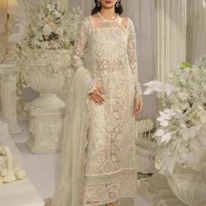 Elaf Stardom Handwork 25 Aura EFE-01 ivory embroidered poly net luxury formal suit