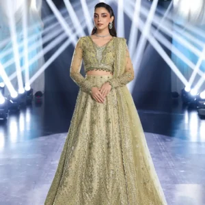 Elaf Stardom Handwork 25 Mint Majesty poly net lehenga hand embellished front yoke and kallis