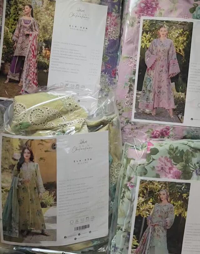 Elaf print chickankari 2025 unstitched collection ♥️ 
For online orders, do inbox or WhatsApp 00971528875544 
Cash on delivery available all over UAE 🇦🇪